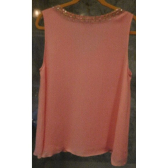 Gorgeous NWT ROCOCO SAND 100% Silk Sleeveless Peach Beaded Trim Blouse Medium - Picture 2 of 7